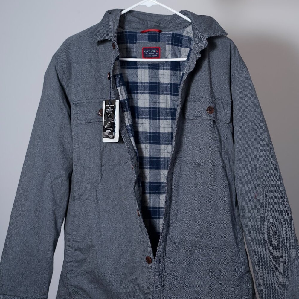 Grey Untuckit Flannel Jacket